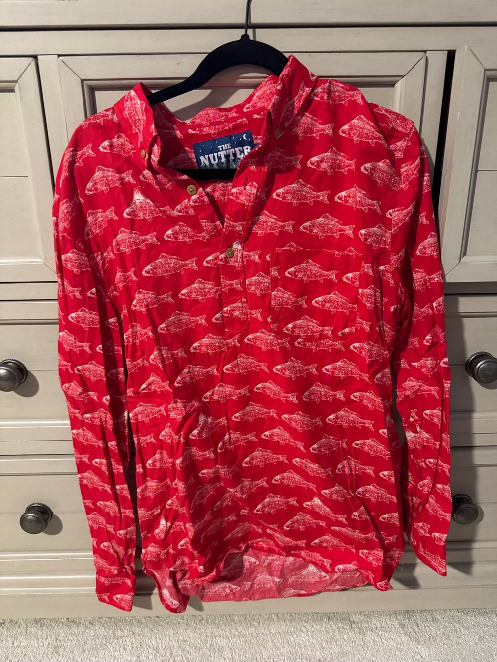 Chubbies Red Fish-Print Swim Shirt